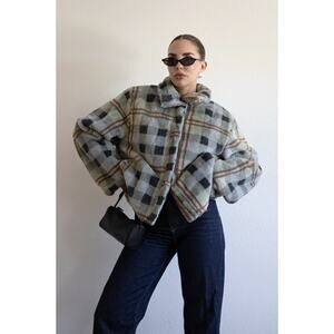 ACOA Size Small Plaid Faux Fur Jacket